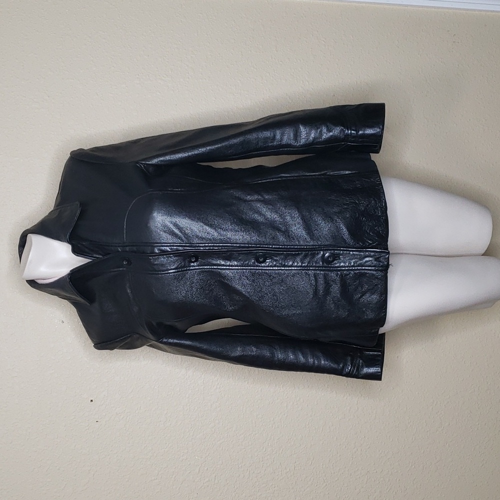 Vintage Wilson Maxima Womens Black Moto Leather Biker Jacket Size M Grunge Y2K